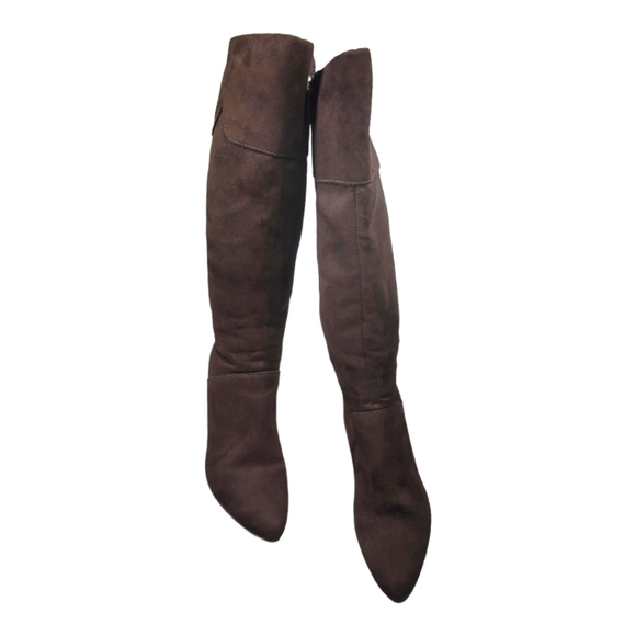 PESA'RO "CELERY" Brown Faux Suede Heels, Zip Closure Boots - Picture 2 of 12